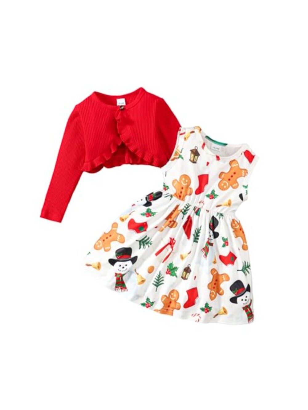 Girls Floral Tank Dress and Cardigan 2 Piece Set Sleeveless Playwear Outfit